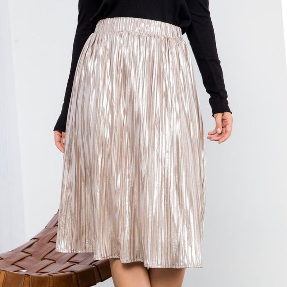 𝅺METALLIC pleated midi skirt - Picture 2 of 7